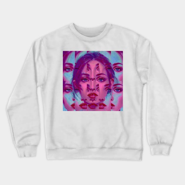 BIG WINS Weirdcore Glitch Art Portrait Crewneck Sweatshirt by raspberry-tea